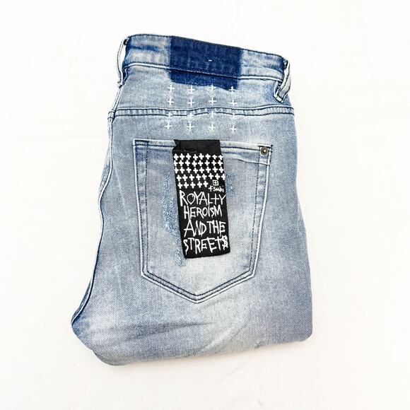 Ksubi Van Winkle Trashed Dreams 098 Ripped Button Fly Skinny Denim Jeans Size 30 - Picture 1 of 8